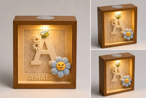 Gepersonaliseerde LED 3D fotolijst met Naam & Initiaal